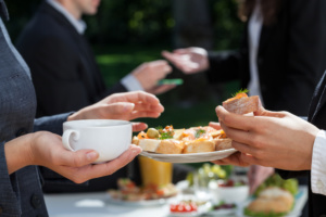 Coffee and fresh sandwiches at lunch break