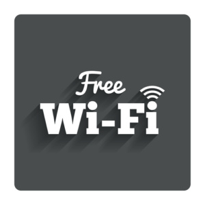 Free wifi sign. Wifi symbol. Wireless Network icon. Wifi zone. Gray flat button with shadow. Modern UI website navigation. Vector