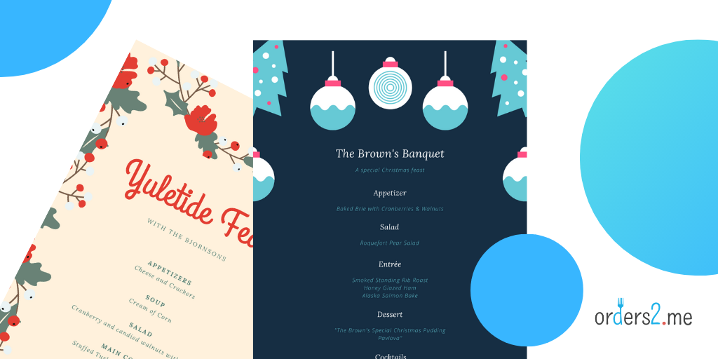 festive Christmas menu templates